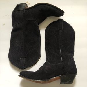 Santa Fe Boot Company black leather heeled cowgirl boots